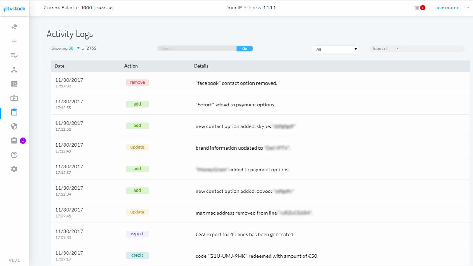 Activity logs
